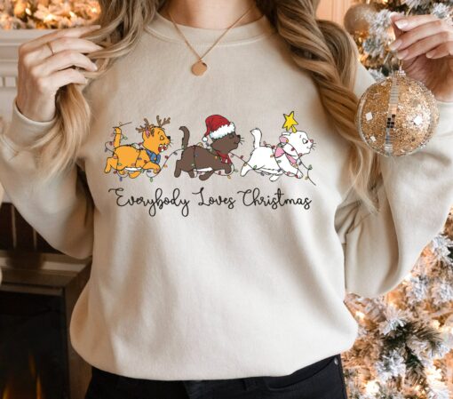 Marie Toulouse Berlioz Everybody Loves Disneyland The Aristocats Christmas Light Christmas Sweatshirt