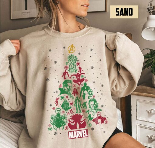 Marvel Avengers Superhero Christmas Tree Comics Sweater