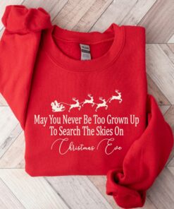 May You Never Be Too Grown Up To Search The Skies On Christmas Eve Sweatshirt Cute Unique Xmas Gift
