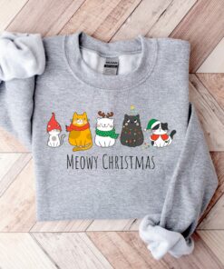 Meowy Christmas Happy Cat Year Sweatshirt Funny Unique Xmas Gift