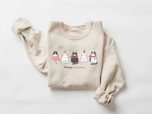 Meowy Christmas Sweatshirt Lovely Unique Xmas Gift