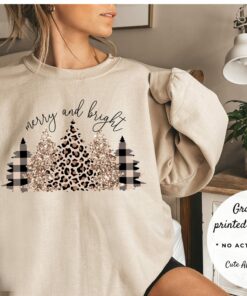 Merry And Bright Christmas Gift Preppy Xmas Sweatshirt