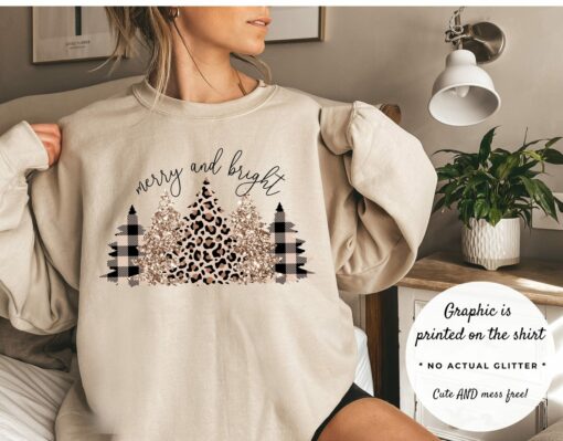 Merry And Bright Christmas Gift Preppy Xmas Sweatshirt