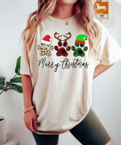 Merry Christmas Cute Dog Paws Sweatshirt Lovely Unique Xmas Gift