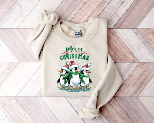 Merry Christmas Cute Penguin Sweatshirt Funny Unique Xmas Gift