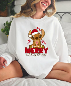 Merry Christmas Cute Stitch With Candy Cane Xmas Sweatshirt