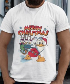 Merry Christmas Donald Duck Santa, Huey, Dewey, and Louie Christmas T-shirt