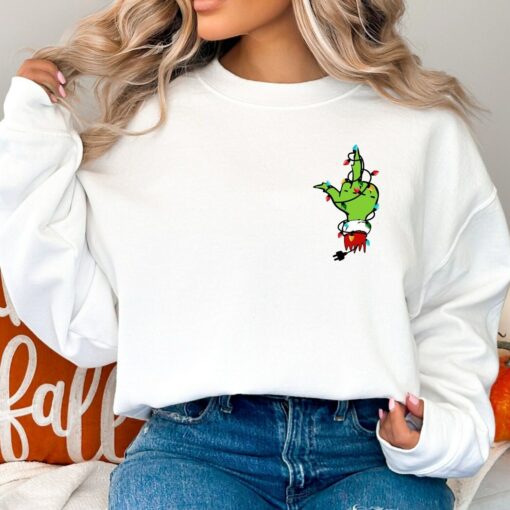 Merry Christmas Funny Grinchmas Raise Your Index Finger Sweatshirt Humor Unique Xmas Gift