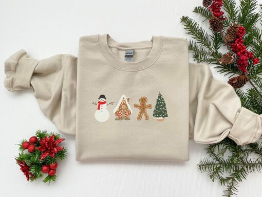 Merry Christmas Gingerbread Cookie Snowman Sweatshirt Humor Unique Xmas Gift