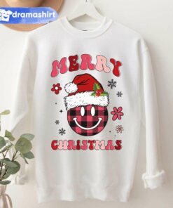 Merry Christmas Groovy Retro Smiley Face Christmas Sweatshirt