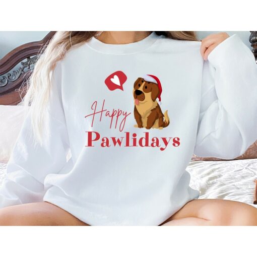 Merry Christmas Happy Pawlidays Sweatshirt Cute Dog Sweatshirt Lovely Unique Xmas Gift