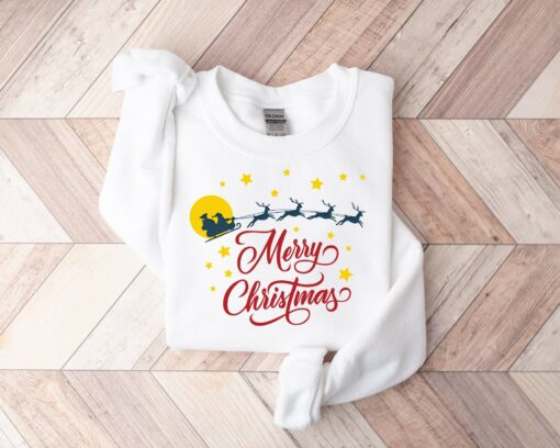 Merry Christmas Lights Reindeer Sweatshirt Sweatshirt Trendy Unique Xmas Gift