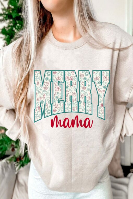 Merry Christmas MaMa Bling Cute Sweatshirt Trendy Unique Xmas Gift