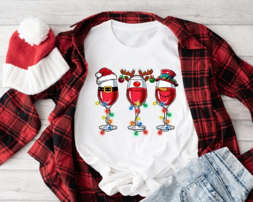 Merry Christmas Winemas Holiday Cocktails Sweatshirt Trendy Unique Xmas Gift