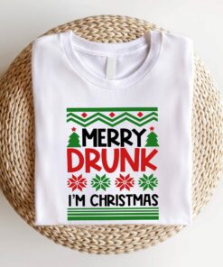 Merry Drunk I’m Christmas Funny Quote Sweatshirt Cute Unique Xmas Gift