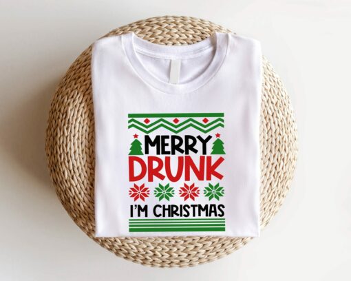 Merry Drunk I’m Christmas Funny Quote Sweatshirt Cute Unique Xmas Gift