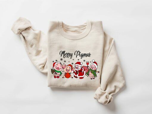 Merry Pigmas Christmas Pink Pig Sweatshirt