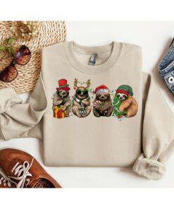 Merry Slothmas Retro Funny Sloth Christmas Lights Sweatshirt Lovely Unique Xmas Gift