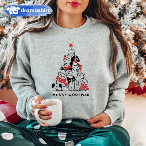 Merry Woofmas Christmas Dog Tree Sweatshirt