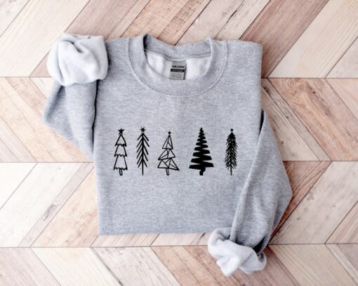 Merry Xmas Cute Christmas Trees Sweatshirt Trendy Unique Holiday Gift