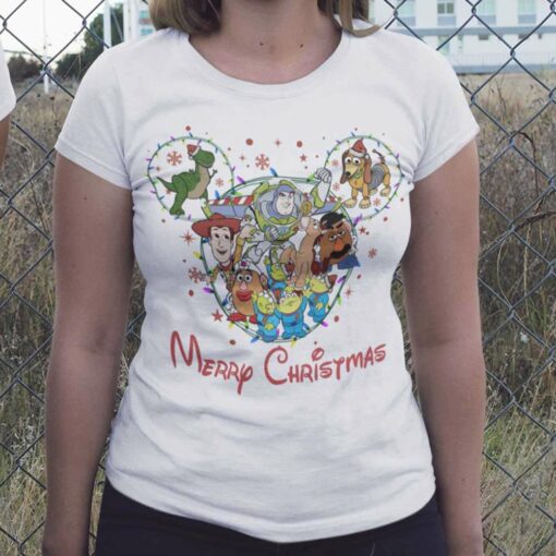 Merry Xmas Mickey Head Ear Christmas T-shirt Toy Story