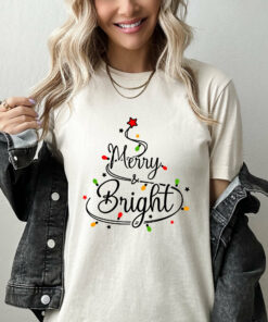Merry and Bright Star Light Christmas Sweatshirt Trendy Unique Xmas Gift