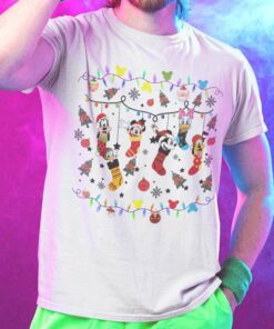Mickey And Friends Sock Christmas White Tee