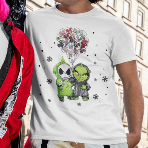 Mickey Balloon Xmas Grinch And Jack T-shirt