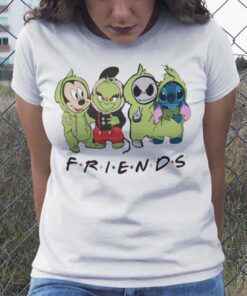 Mickey Grinch Jack Skellington Stitch Friends Christmas White Tee