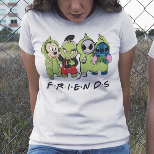 Mickey Grinch Jack Skellington Stitch Friends Christmas White Tee