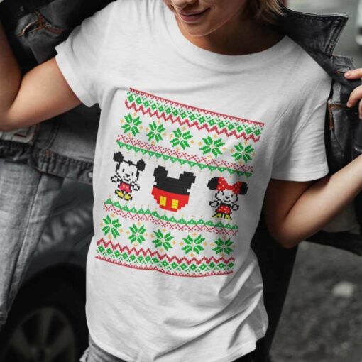 Mickey Minnie 8 Bit Ugly Christmas T-shirt