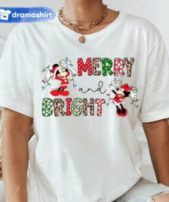 Mickey Minnie Merry and Bright Christmas T-Shirt Disney