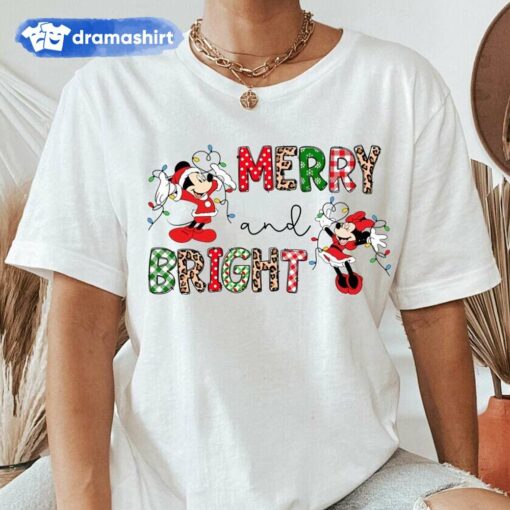 Mickey Minnie Merry and Bright Christmas T-Shirt Disney