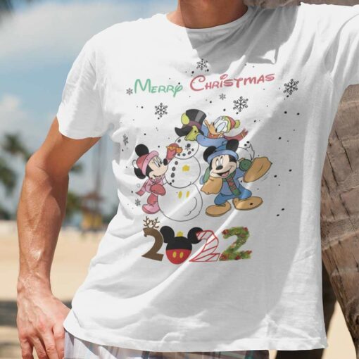 Mickey Minnie Mouse Donald Duck Merry Christmas 2022 T-shirt