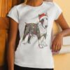 Miniature Bull Terrier (Pitbull) Christmas Light T-Shirt