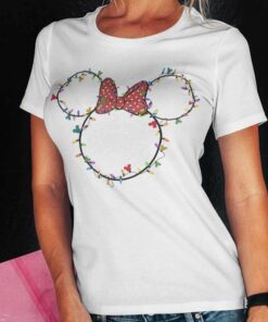 Minnie Ear Lightning Christmas White Tee Disney