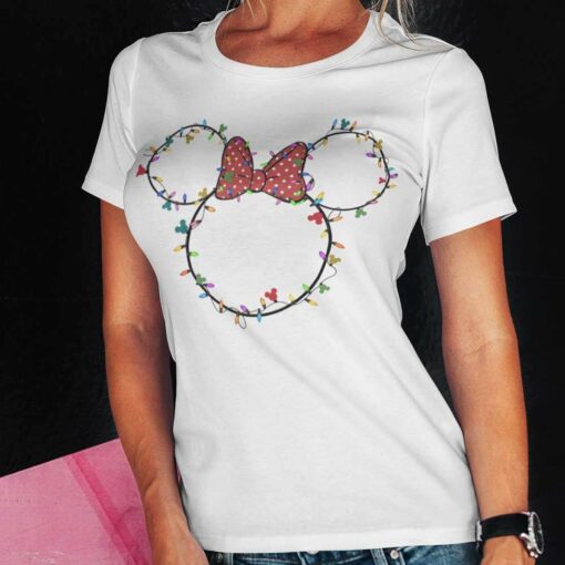 Minnie Ear Lightning Christmas White Tee Disney