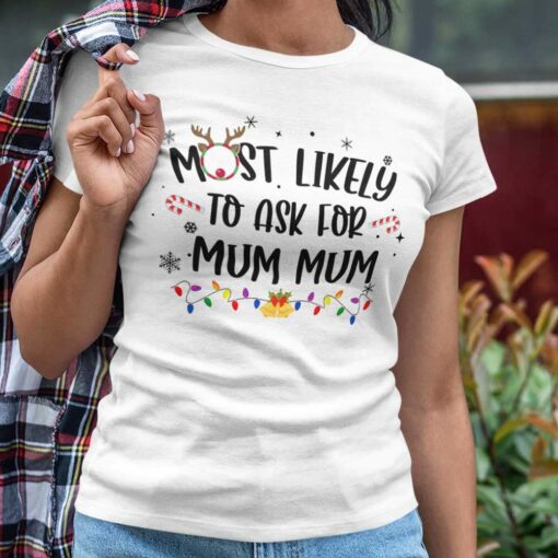 Most Likely To Ask For Mum Mum Christmas White Tee