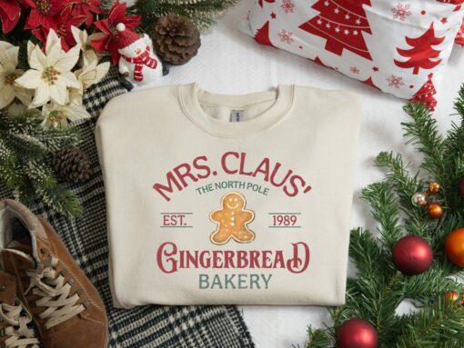 Mrs Claus Gingerbread Bakery Christmas Sweatshirt Cute Unique Xmas Gift