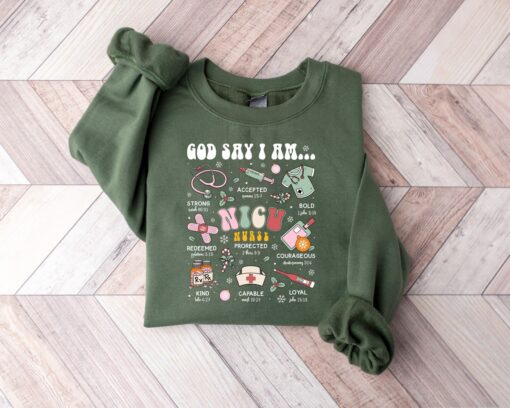 NICU Nurse God Say I Am Bible Christmas Sweatshirt Unique Xmas Gift