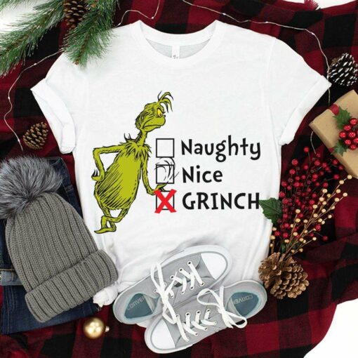 Naughty Nice Or Grinch Christmas T-Shirt