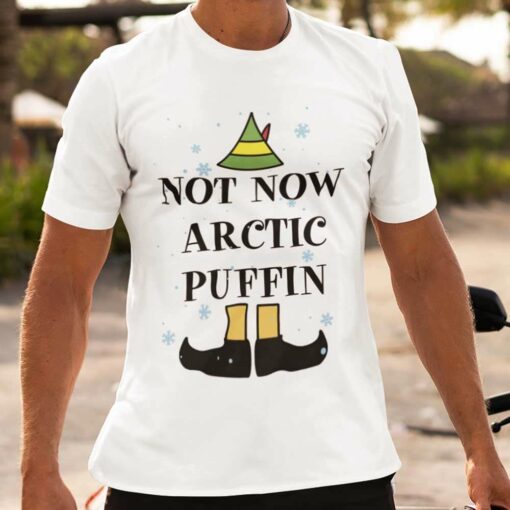 Not Now Arctic Puffin Christmas T-shirt Elf