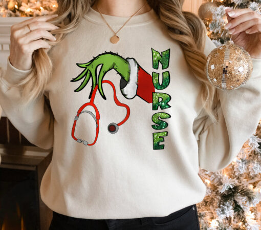 Nurse Stethoscope Christmas Sweatshirt Humor Unique Xmas Gift