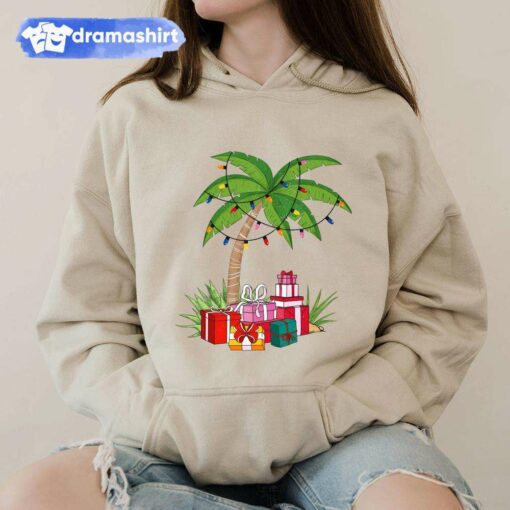 Palm Tree Tropical Coconut Lights Christmas Hoodie