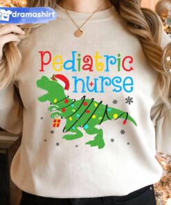 Pediatric Nurse Dinosaur Christmas Lights Sweatshirt