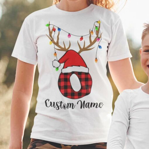 Personalize Custom Name Christmas Matching Monogram O T-shirt