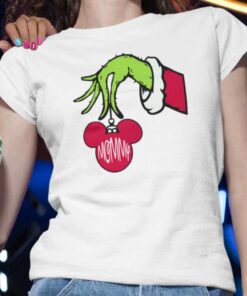 Personalize Custom Name Grinch Mickey Red Ball Christmas T-shirt