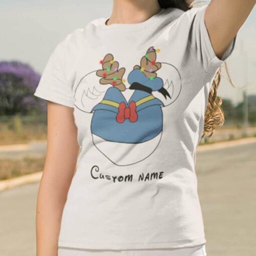 Personalize Custom Name Head Donald Duck Christmas T-shirt