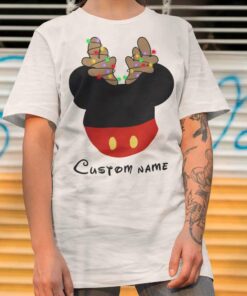 Personalize Custom Name Head Mickey Christmas T-shirt