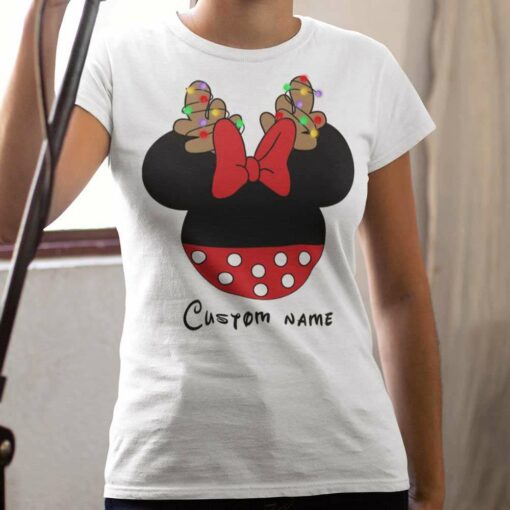 Personalize Custom Name Head Minnie Christmas T-shirt